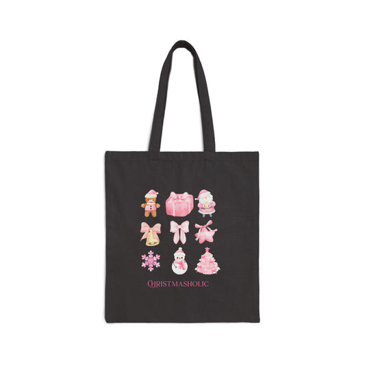 Pink Christmas Tote Bag | Aesthetic Holiday Bag
