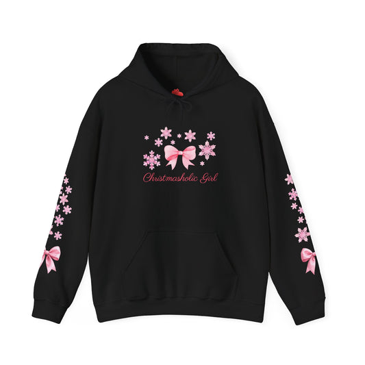 Girly Snowflake Bow Hoodie – Holiday Soft Style
