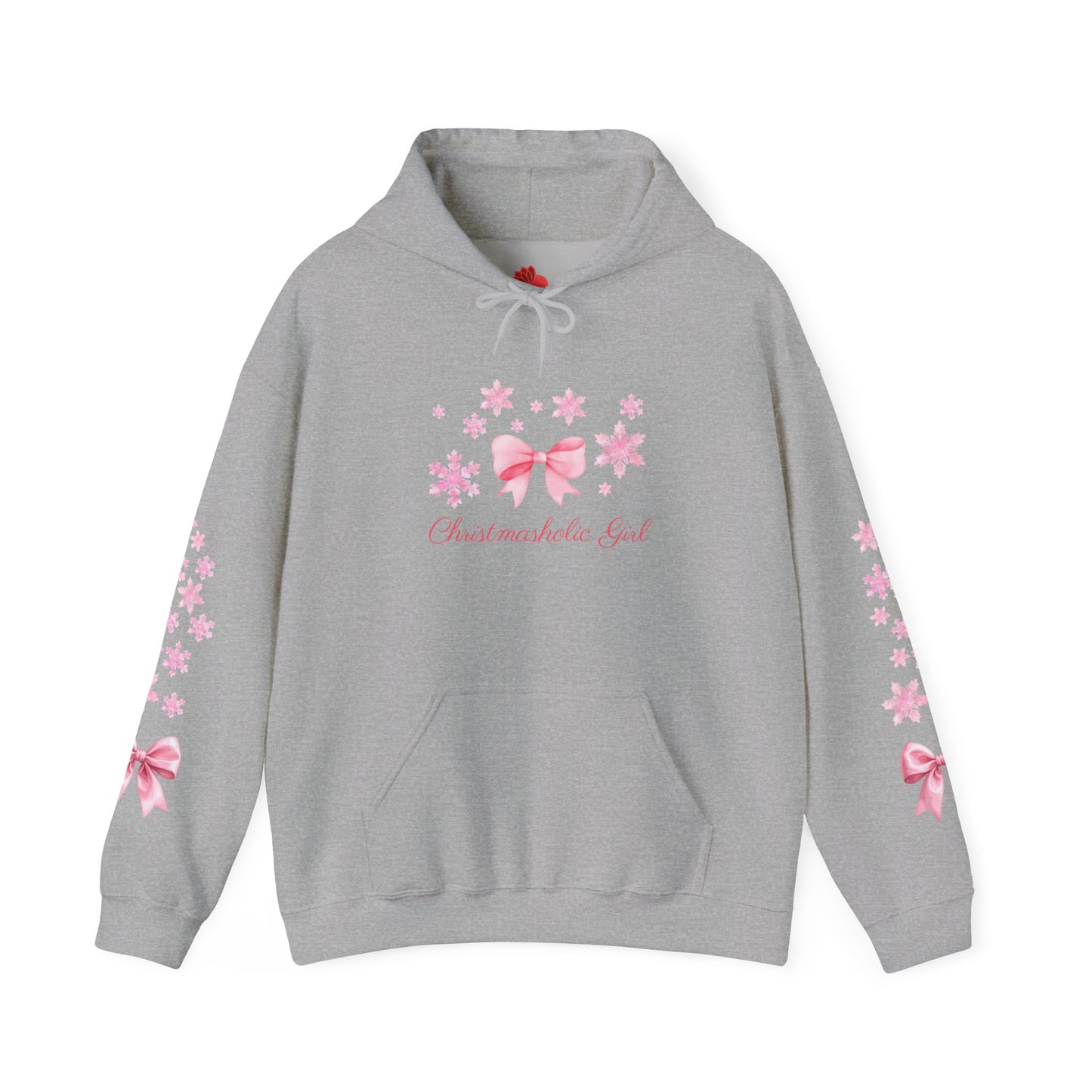 Girly Snowflake Bow Hoodie – Holiday Soft Style