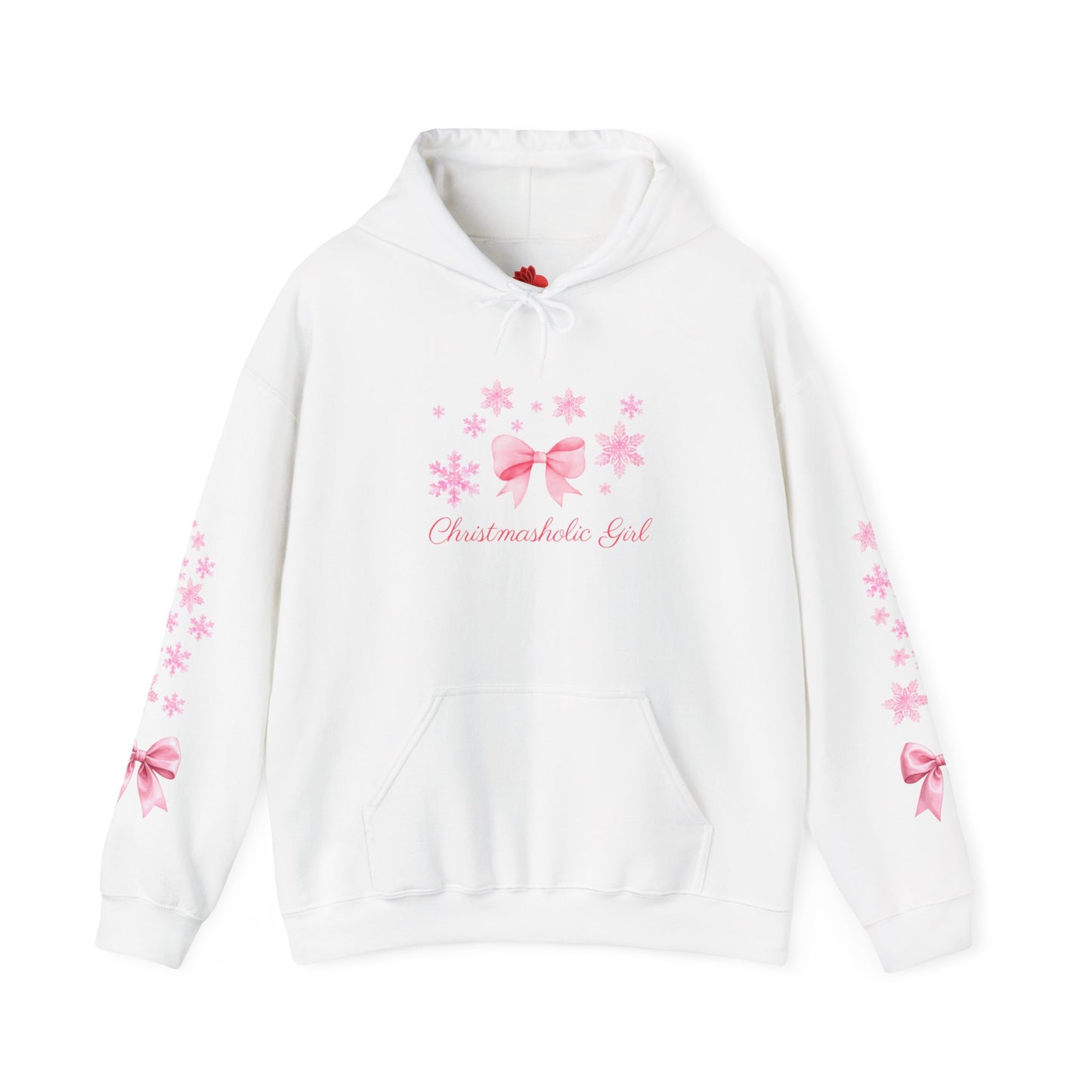 Girly Snowflake Bow Hoodie – Holiday Soft Style