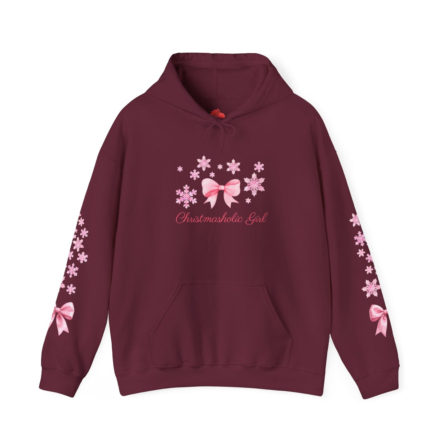 Girly Snowflake Bow Hoodie – Holiday Soft Style