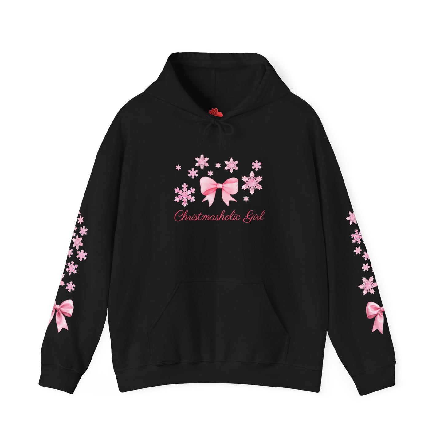 Girly Snowflake Bow Hoodie – Holiday Soft Style